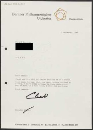 Brief an Gérard Korsten, 03.09.1993
