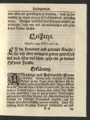 Leichtext. Matth. cap. XXV. vers. 21.