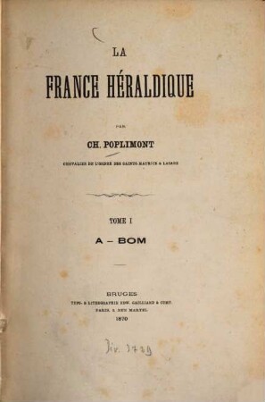 La France héraldique par Ch. Poplimont. 1