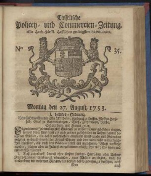 Nro. 35, Montag den 27. August 1753