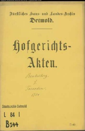 Benkelberg, Johann Kord und Franz, zu Berlebeck gegen Hans Torneden (Darneden) zu Berlebeck - Schuldforderung