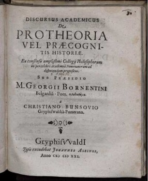 Discursus Academicus De Protheoria Vel Praecognitis Historiae