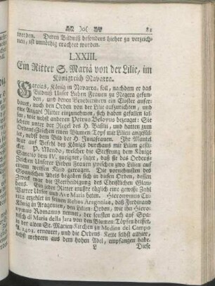 LXXIII. Ein Ritter S. Mariä von der Lilie, im Königreich Navarra.