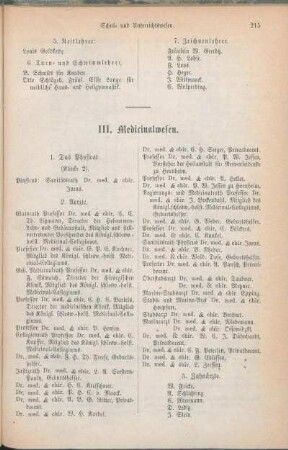 III. Medicinalwesen.