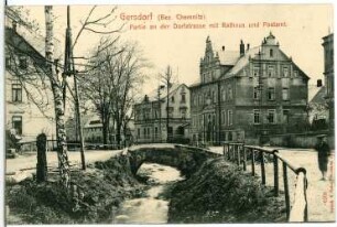 Gersdorf. Dorfstraße mit Rathaus und Postamt