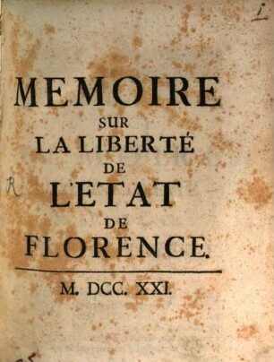 Mémoire sur la liberté de l'état de Florence