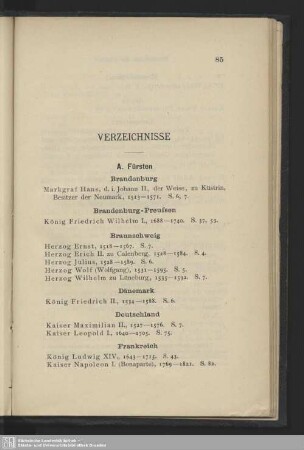 Verzeichnisse