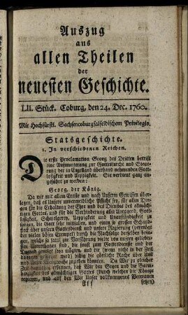 LII. Stück. Coburg, den 24. Dec. 1760.