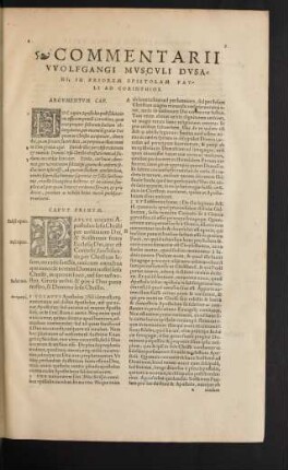 Commentarii Wolfgangi Musculi Dusani, In Priorem Epistolam Pauli Ad Corinthios.