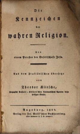 Die Kennzeichen der wahren Religion