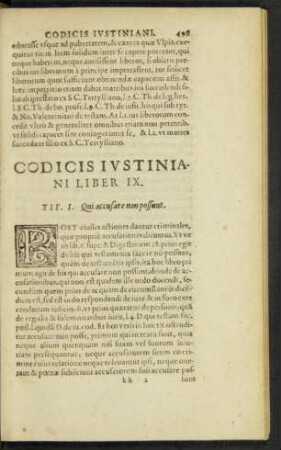 Codicis Iustiniani Liber IX.