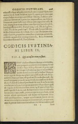 Codicis Iustiniani Liber IX.