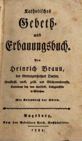 Katholisches Gebeth- und Erbauungsbuch