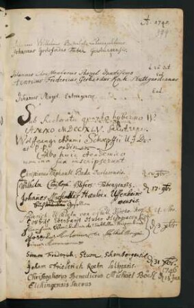 Winterhalbjahr 1745/1746. Rektorat Wolfgang Adam Schöpff