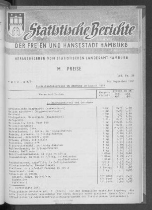Einzelhandelspreise in Hamburg im August 1961 : Lfd. Nr. 28
