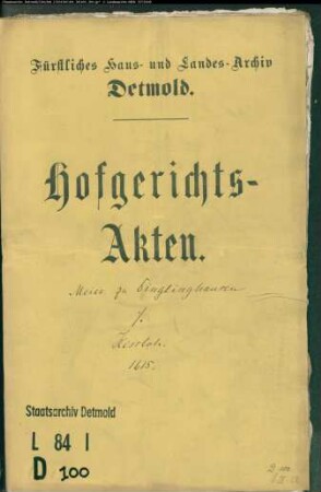 Dinglinghausen, Jobst Meier zu gegen Hermann Heßloh zu Heßloh - Schuldforderung