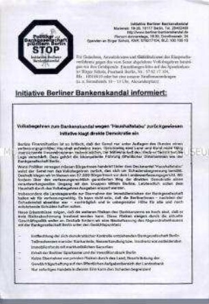 Propagandaflugblatt zum Berliner Bankenskandal