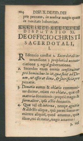 Disputatio XI. De Officio Christi Sacerdotali.