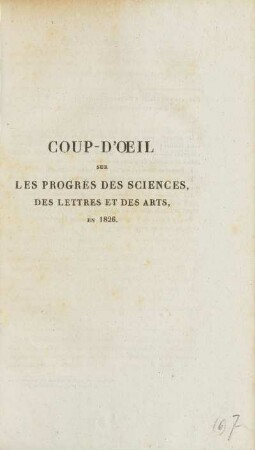Coup-d'oeil sur les progrés des sciences, des lettres et des arts, en 1826