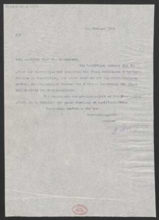 Brief an Ludwig Rottenberg : 10.02.1914