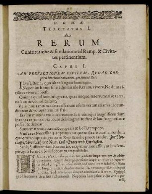 Tractatus I. de Rerum Constitutione & fundatione ad Remp. & Civitates pertinentium.