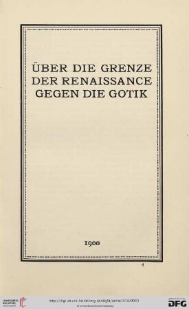 Über die Grenze der Renaissance gegen die Gotik