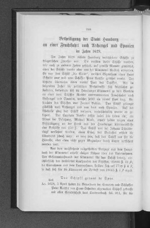 Betheiligung der Stadt Hamburg an einer Frachtfahrt nach Archangel und Spanien im Jahre 1629.