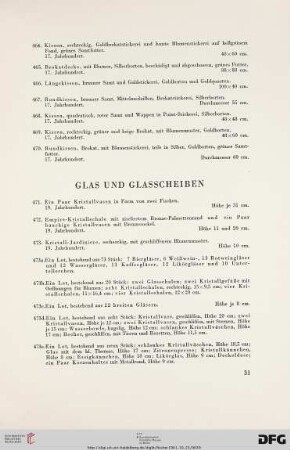 Glas und Glasscheiben (Nr. 471-501)