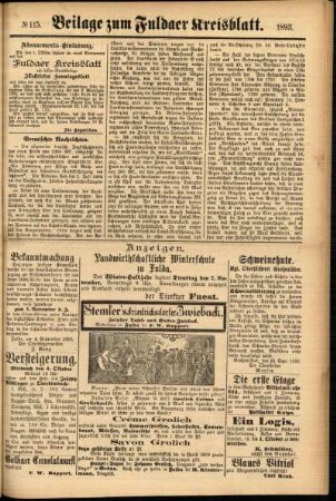 Zweite Ausgabe vom Samstag, den 30. September 1893.