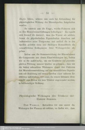 Physiologische Wirkungen des Trinkens der Elsterer Brunnen