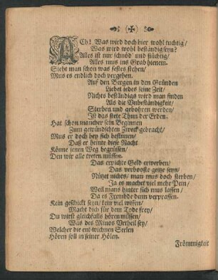 Ach! Was wird doch hier wohl tuchtig/ Was wird wohl beständig seyn? ...