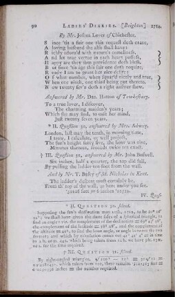 The Mathematical Parts of the Ladies' Diaries. [Beighton].