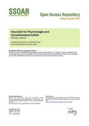 Heuristik für Psychologie und Sozialwissenschaften