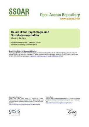 Heuristik für Psychologie und Sozialwissenschaften