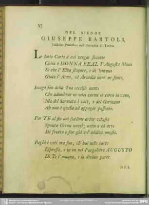 Del Signor Giuseppe Bartoli, Pubblico Professore nell' Università di Torino