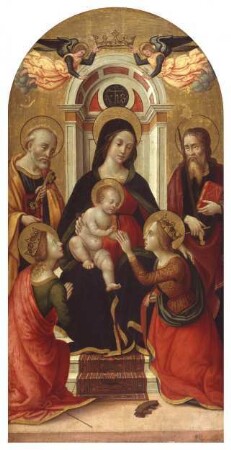 Die Vermählung der Heiligen Katharina in Anwesenheit der Heiligen Helena, Petrus, Paulus und zweier Engel