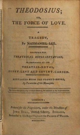 Theodosius : Tragedy