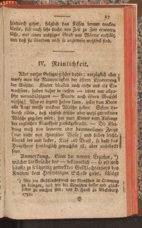 IV. Reinlichkeit