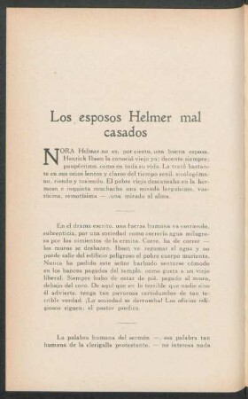 Los esposos Helmer mal casados