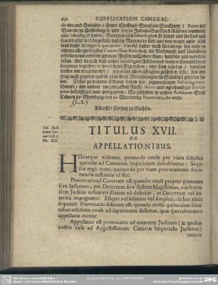 Titulus XVII. De Appellationibus