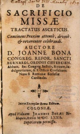 De sacrificio missae tractatus
