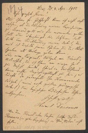 Brief an B. Schott's Söhne : 04.04.1913