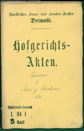 Schrader, Mag. Erben gegen Meier zu Hörstmar - Schuldforderung