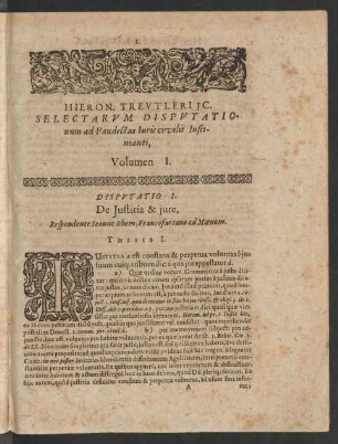 Disputatio I. De Iustitia & iure