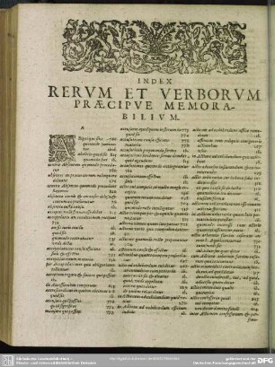 Index Rerum Et Verborum Praecipue Memorabilium