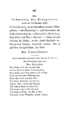 Der Geburtstag des Kronprinzen ward am 15. October 1825