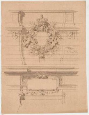 Thiersch, Friedrich von; München; Justizpalast - Ornamenten - Entwurf (Perspektiven)