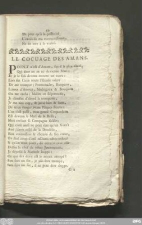 Le Cocuage Des Amans.
