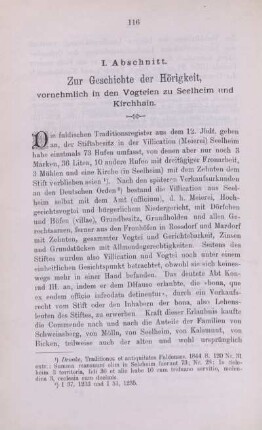 I. Abschnitt. Zur Geschichte der Hörigkeit, vornehmlich in den Vogteien zu Seelheim und Kirchhain.