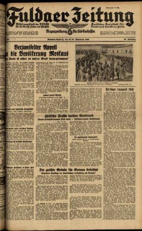 Ausgabe vom Samstag, den 29. November 1941.